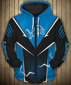 Detroit Lions Hoodie Lightning Graphic All Over Print Hoodie For Fans