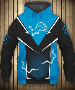 Detroit Lions Hoodie Lightning Graphic All Over Print Hoodie For Fans