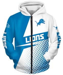 Detroit Lions Hoodie Long Sleeve All Over Print Zip Hoodie For Fan