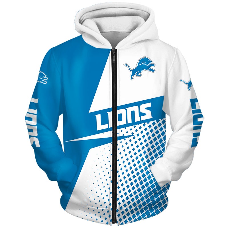 Detroit Lions Hoodie Long Sleeve All Over Print Zip Hoodie For Fan
