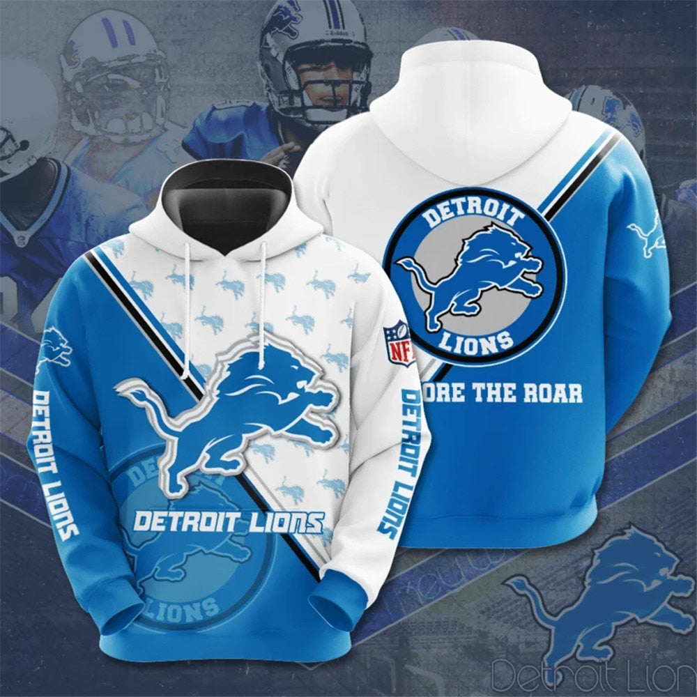 Detroit Lions Hoodie With Seal Motifs All Over Print Gifts For Fans