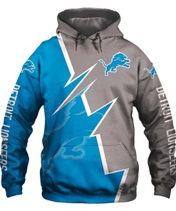 Detroit Lions Hoodie Zigzag Graphic All Over Print Zip Hoodie Gift For Fans