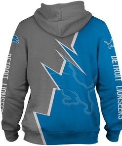 Detroit Lions Hoodie Zigzag Graphic All Over Print Zip Hoodie Gift For Fans