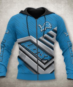 Detroit Lions No 1 All Over Print Zip Up Hoodie For Fans