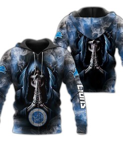 Detroit Lions Smoke Background All Over Print Hoodie For Fans