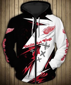 Detroit Red Wings Thunder Design All Over Print 3D Pullover Hoodie