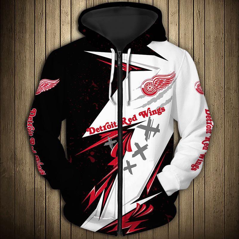 Detroit Red Wings Thunder Design All Over Print 3D Pullover Hoodie