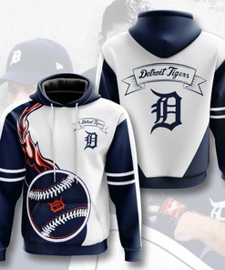 Detroit Tigers Flame Balls Graphic All Over Print 3D Zip Hoodie For Fans