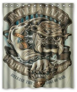 Devil Dog Usa Marine Corps Shower Curtain For Patriotic Bathroom