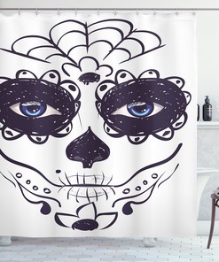 Dia de los Muertos Sugar Skull Shower Curtain for Bathroom Decor