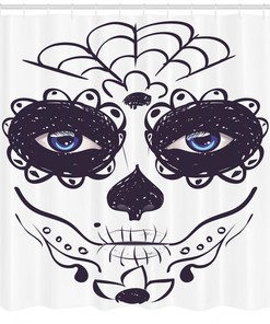 Dia de los Muertos Sugar Skull Shower Curtain for Bathroom Decor