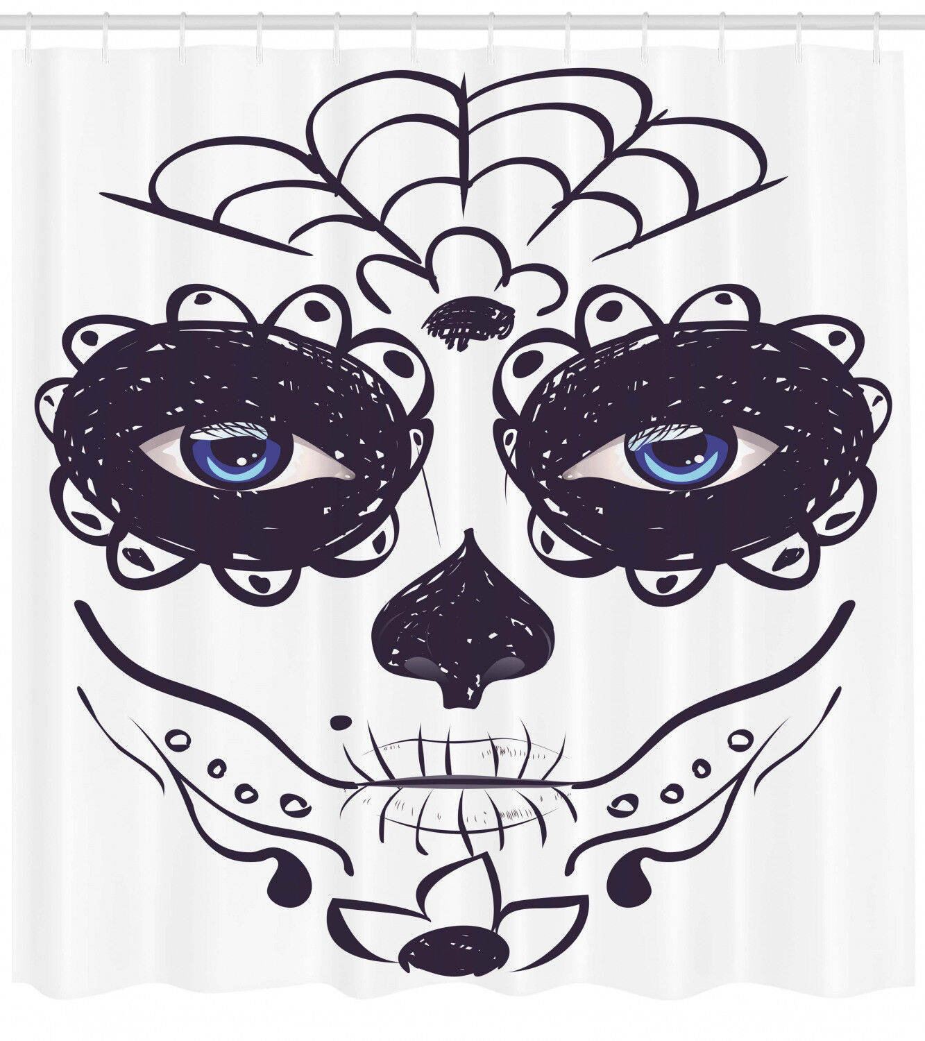 Dia de los Muertos Sugar Skull Shower Curtain for Bathroom Decor