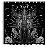 Diabolic Cat Coffin Bat Night House Shower Curtain with Ouija Board Style Print for a Gothic Touch