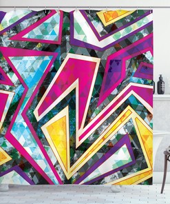 Diamond Geometric Print Abstract Shower Curtain: Modern Bath Accessory