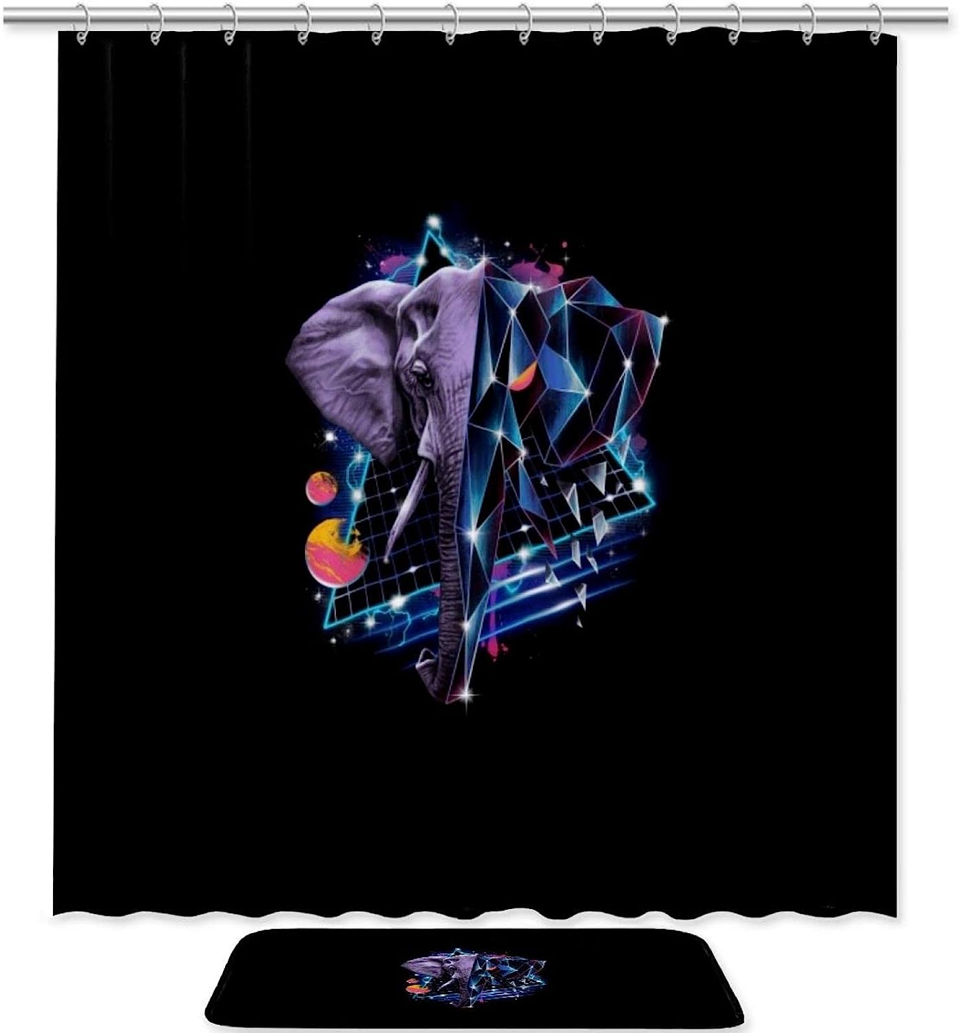 Digital Elephant Shower Curtain With A Vibrant And Realistic Design