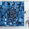 Digital Geometric Print Shower Curtain For Modern Bathroom Decor