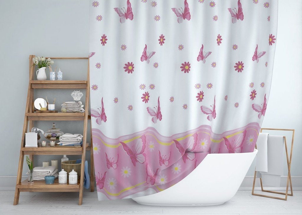 Digital Print Butterfly Shower Curtain - Waterproof Washable Mould And Mildew Resistant For Long Lasting Use - Image 2