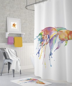 Digital Print Fish Shower Curtain - Waterproof Mould Resistant Bathroom Decor