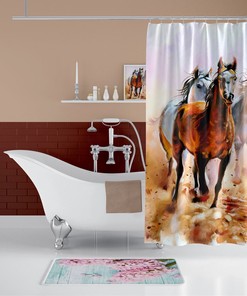 Digital Print Horse Shower Curtain - Waterproof And Mildew Resistant 