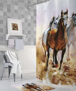 Digital Print Horse Shower Curtain - Waterproof And Mildew Resistant