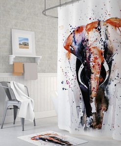 Digital Print Waterproof Elephant Shower Curtain Perfect For Any Bathroom