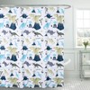 Dinosaur Adventure Cute Pattern Cloth Fabric Shower Curtain - Colorful Wildlife Bath Curtain For Kids Bathroom Decor
