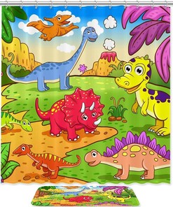 Dinosaur Animal Print Waterproof Shower Curtain Bathroom Decor