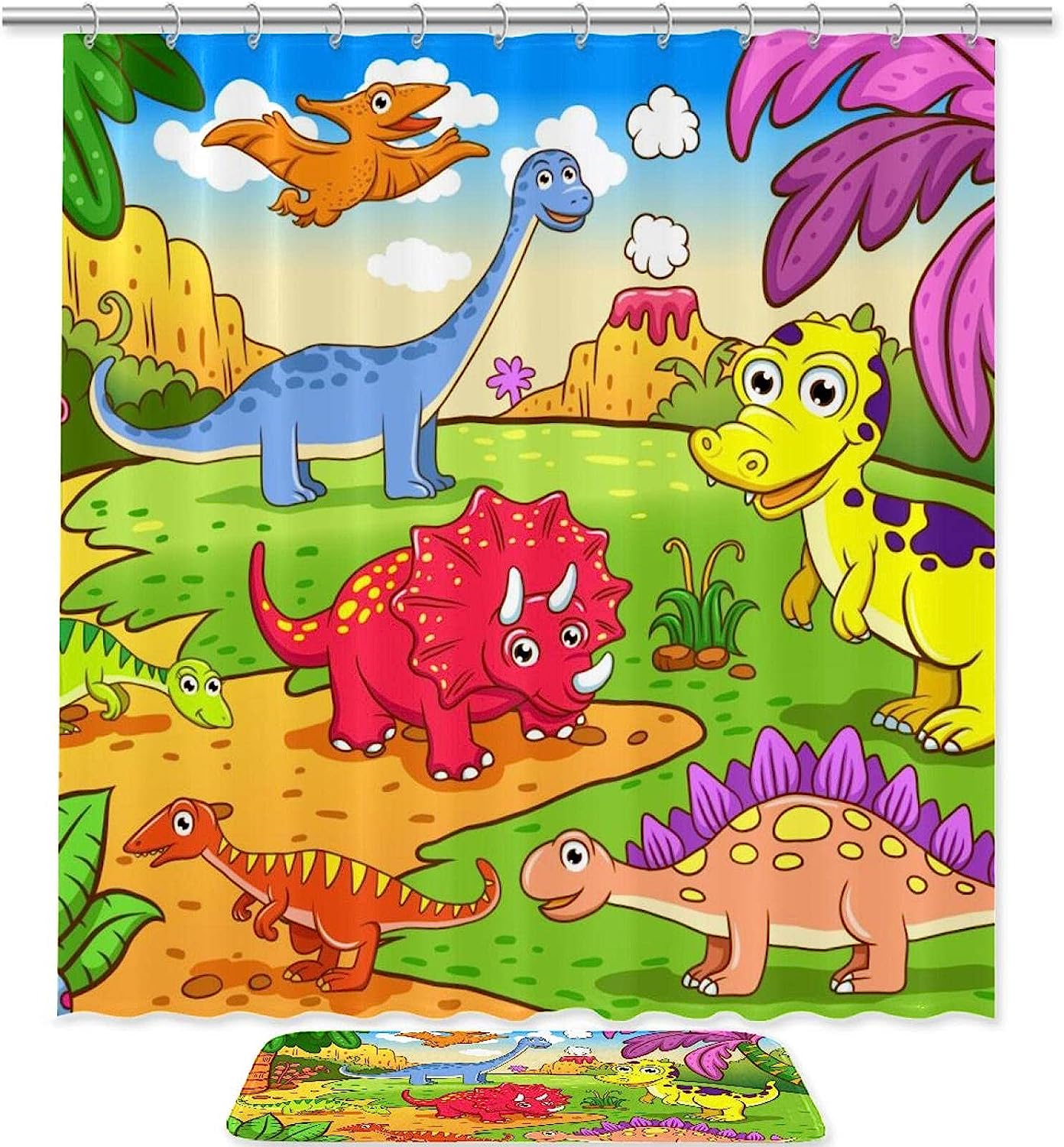 Dinosaur Animal Print Waterproof Shower Curtain Bathroom Decor