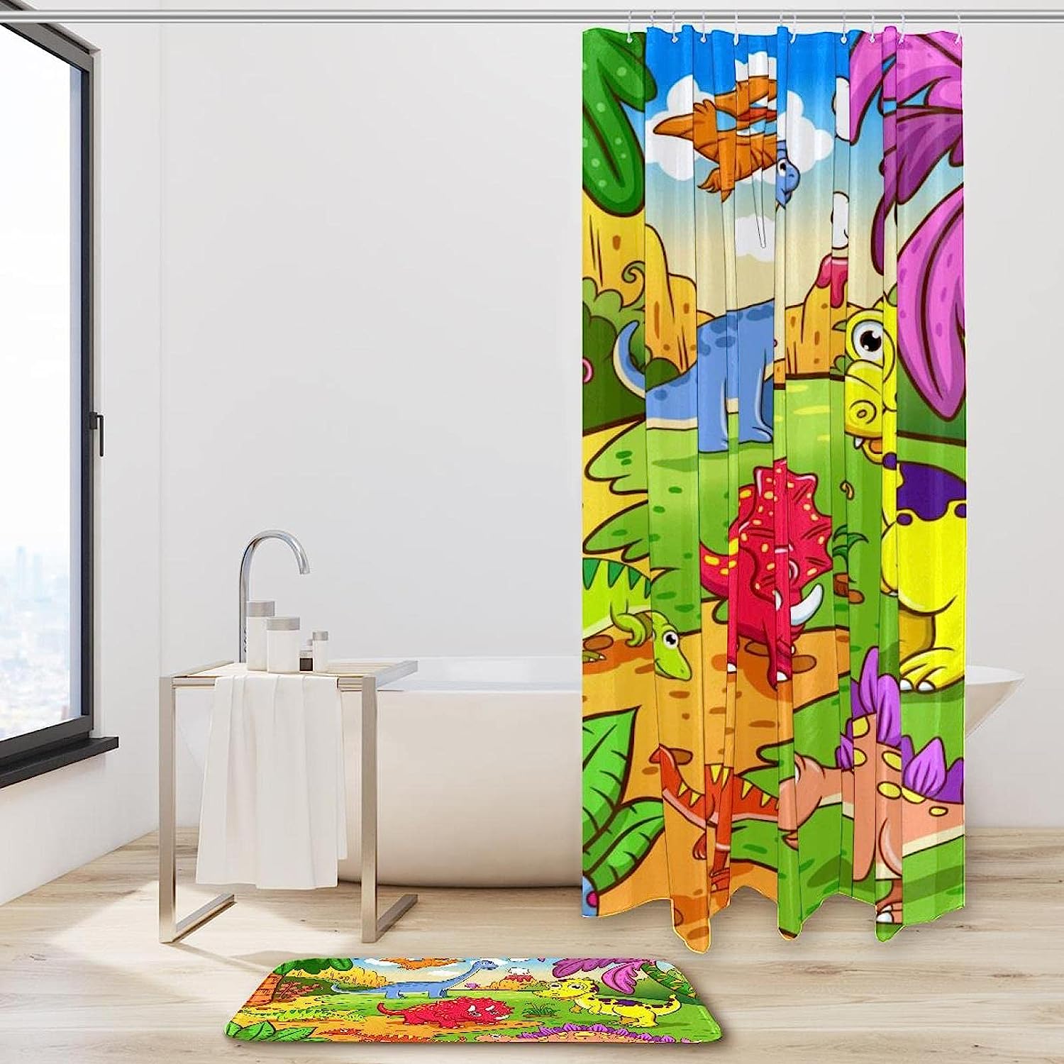 Dinosaur Animal Print Waterproof Shower Curtain Bathroom Decor - Image 2