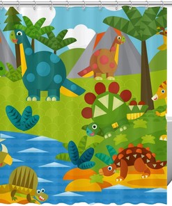 Dinosaur Animal Shower Curtain For A Unique And Colorful Bathroom Decor
