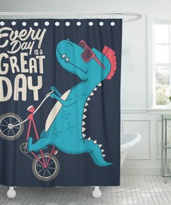 Dinosaur Boho Shower Curtain Fun And Stylish Bath Accessory For Kids Bathroom