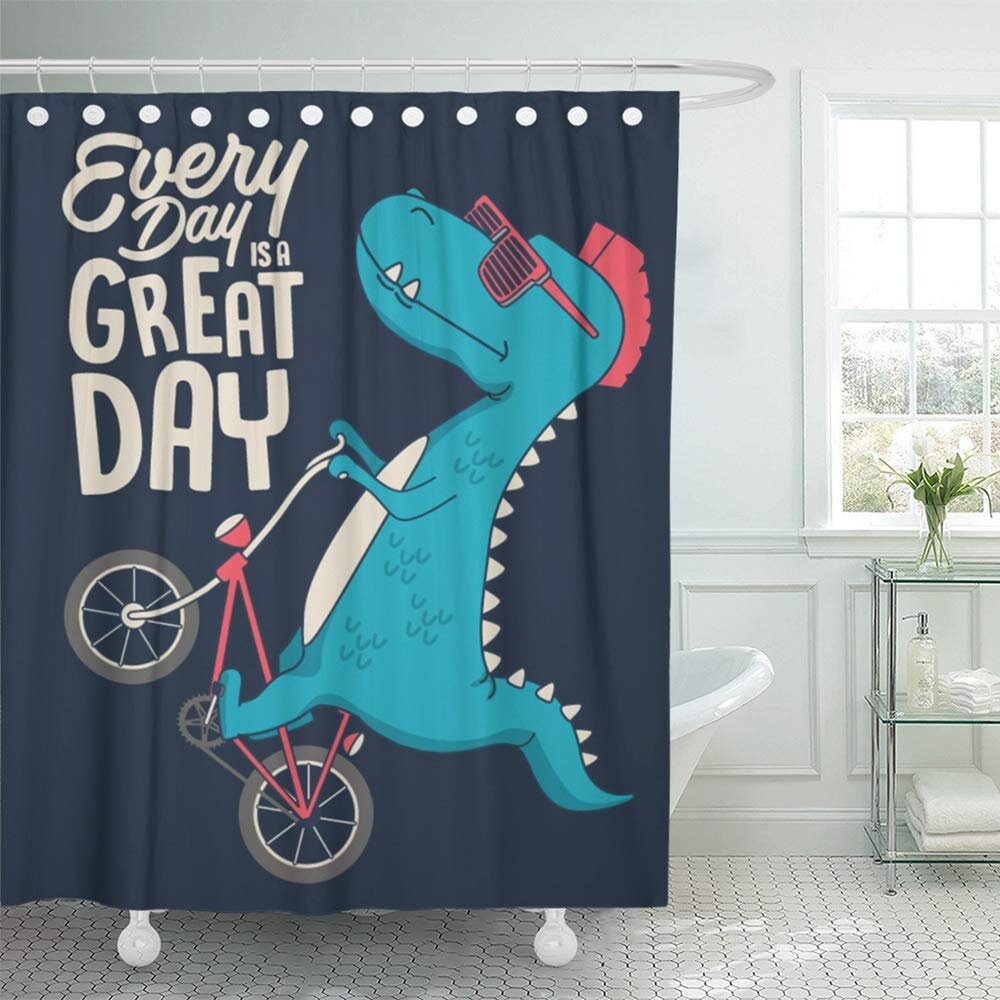 Dinosaur Boho Shower Curtain Fun And Stylish Bath Accessory For Kids Bathroom