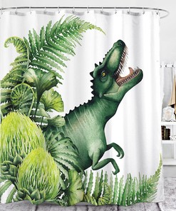 Dinosaur Cartoon Forest Waterproof Shower Curtain With Multi Size Options - Forest Cartoon Dinosaur