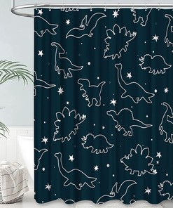 Dinosaur Cartoon Wild Animals Shower Curtain Playful And Creative Bathroom Decor For Kids