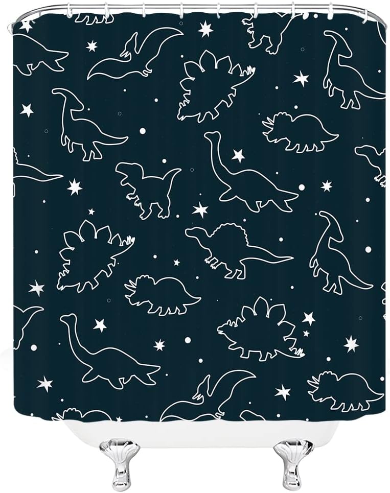 Dinosaur Cartoon Wild Animals Shower Curtain Playful And Creative Bathroom Decor For Kids - Image 2