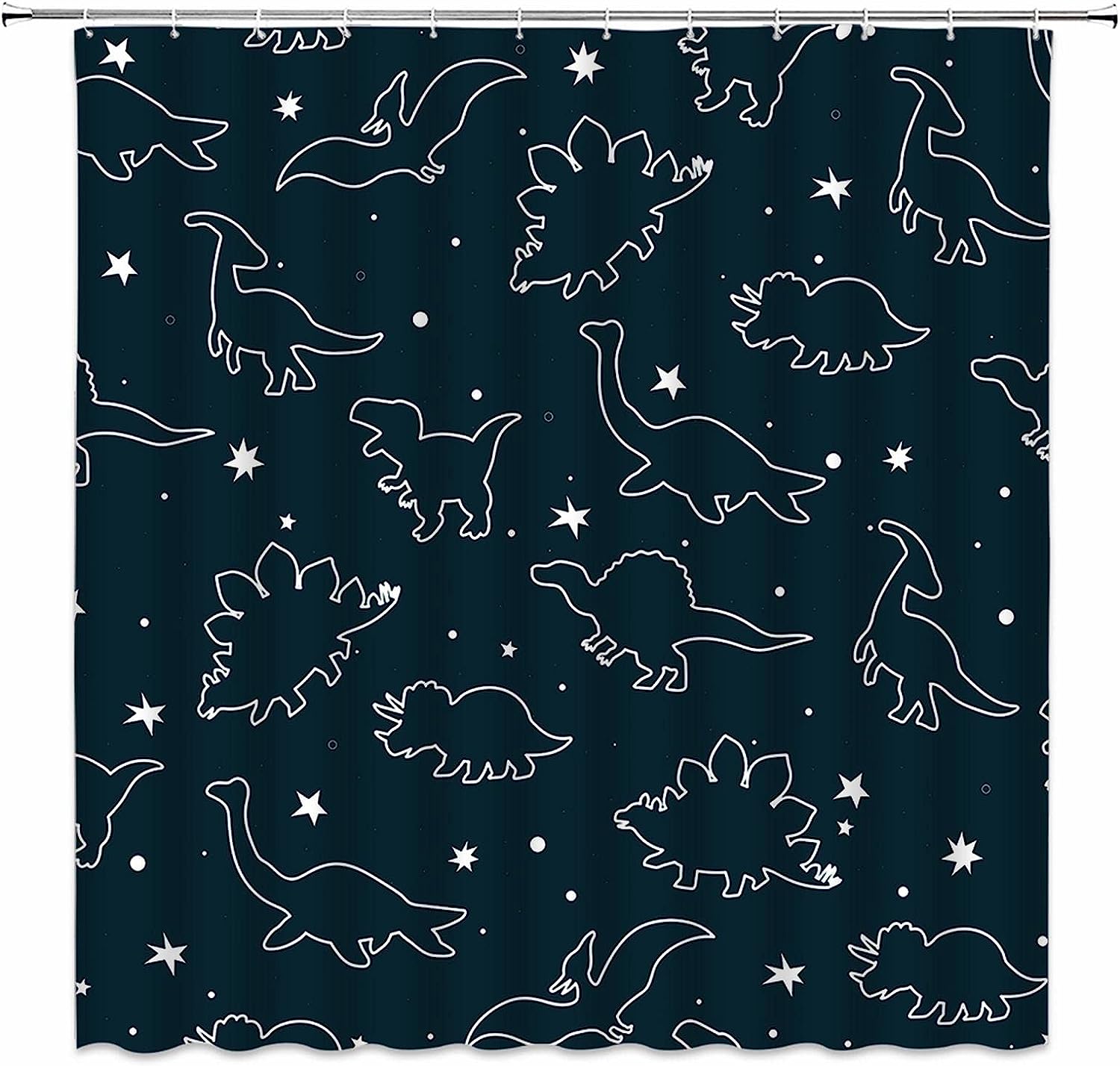 Dinosaur Cartoon Wild Animals Shower Curtain Playful And Creative Bathroom Decor For Kids - Image 3