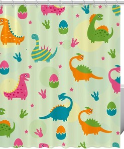 Dinosaur Eggs Printed Shower Curtain In Multiple Colors
