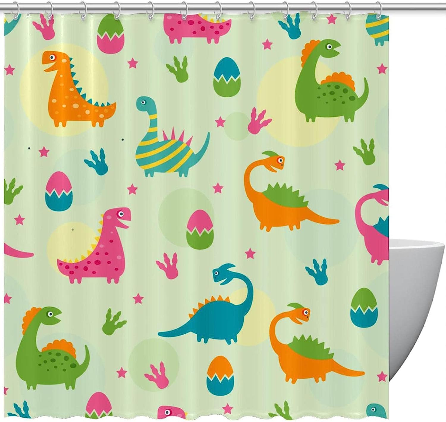 Dinosaur Eggs Printed Shower Curtain In Multiple Colors