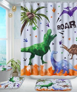 Dinosaur Footprints Vintage Bathroom Shower Curtain for Kids