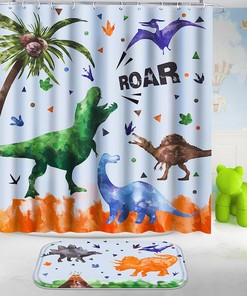 Dinosaur Footprints Vintage Bathroom Shower Curtain for Kids