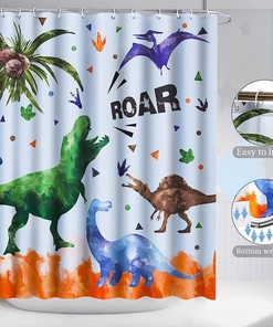 Dinosaur Footprints Vintage Bathroom Shower Curtain for Kids