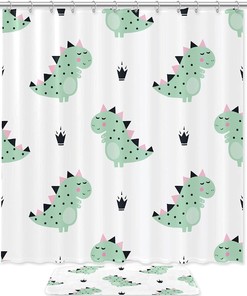 Dinosaur Fun Shower Curtain Whimsical Bathroom Decor For Kids Bathroom