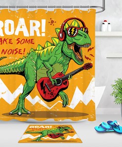 Dinosaur Guitar Shower Curtain - Fun And Waterproof Bathroom Accessory