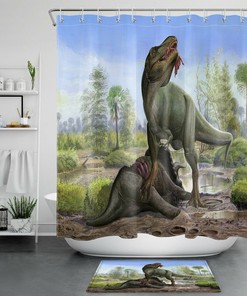 Dinosaur Hunting Tyrannosaurus Ancient Animal Waterproof Shower Curtain