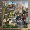 Dinosaur Jungle Forest Mountain Print Shower Curtain, Boys Kids Animal Dino Decor, Fabric Bathroom Waterproof Curtain 