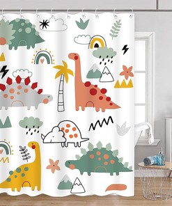 Dinosaur Kids Cartoon Cute Unique Shower Curtain for Your Child's Bathroom