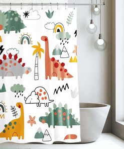 Dinosaur Kids Cartoon Cute Unique Shower Curtain for Your Child's Bathroom