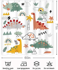 Dinosaur Kids Cartoon Cute Unique Shower Curtain for Your Child's Bathroom