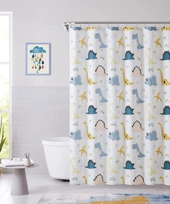 Dinosaur Kids Shower Curtain with Button Holes for Bathroom Decor