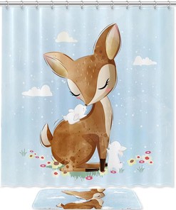 Dinosaur On Bicycle Graphic Design Shower Curtain - Fun And Playful Bathroom Decor